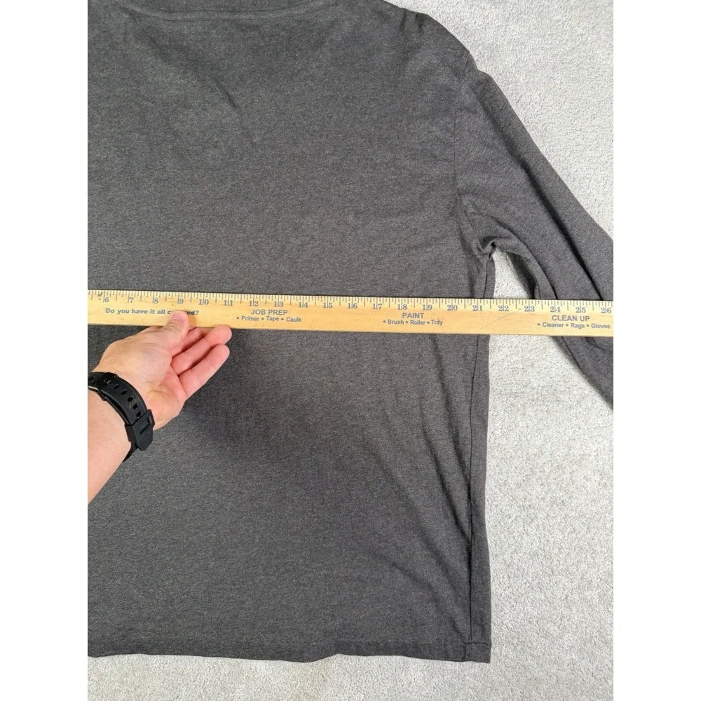 Polo Ralph Lauren T-Shirt Mens M Grey Excellent V-Neck Long Sleeve Pony Logo